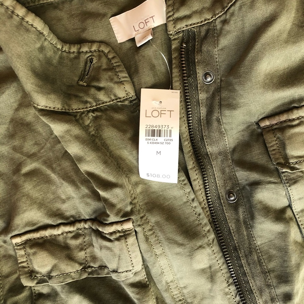 LOFT Olive green utility jacket army green vintage military lightweight